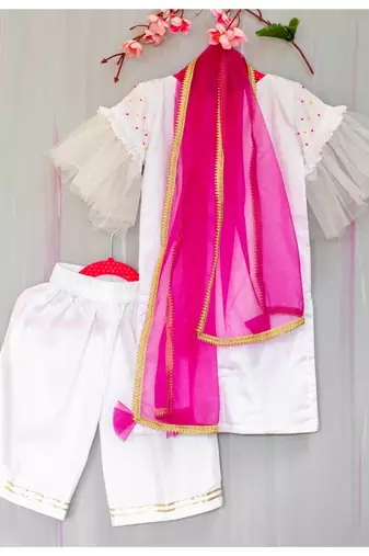 white hand embroidered chikan and mukesh work kurta palazzo