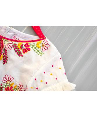 white hand embroidered chikan and mukesh work kurta palazzo 3