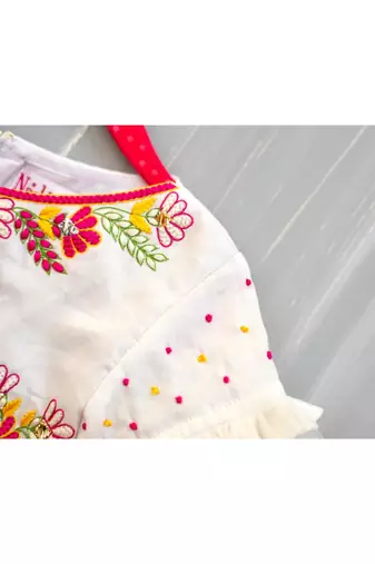 white hand embroidered chikan and mukesh work kurta palazzo