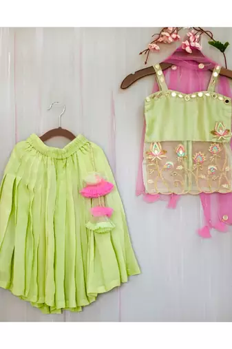 mint hand embroidered organza sheer kurta palazzo