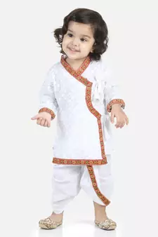 White Full Sleeve Cotton Kanhaiya Dress