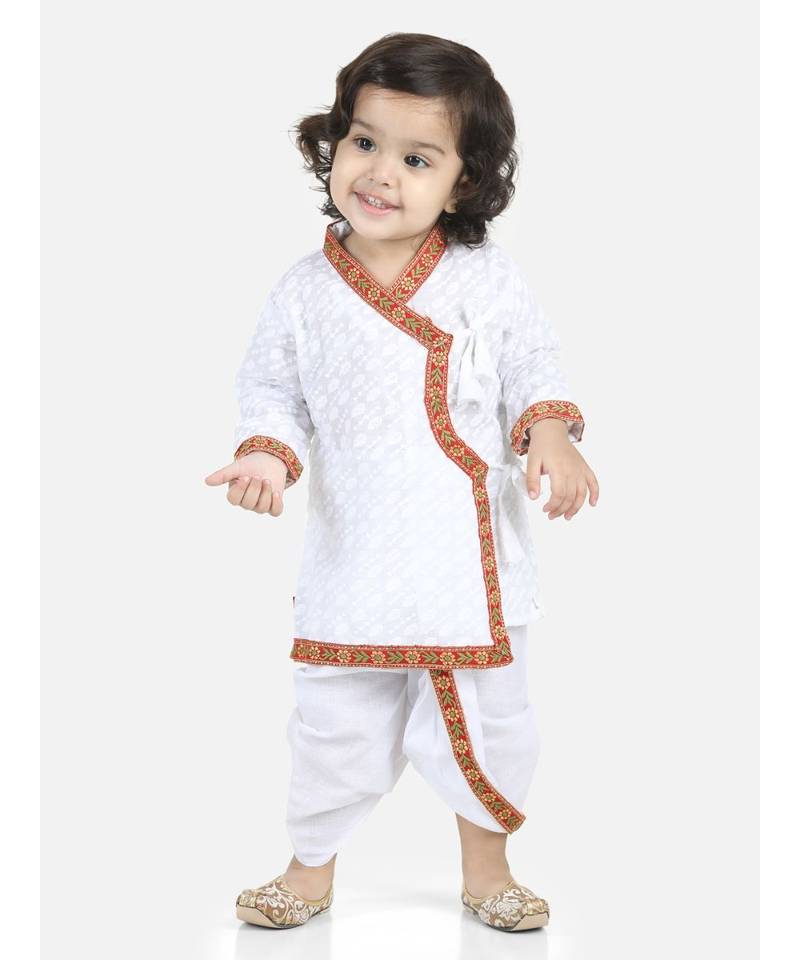 White Full Sleeve Cotton Kanhaiya Dress