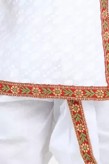 White Full Sleeve Cotton Kanhaiya Dress
