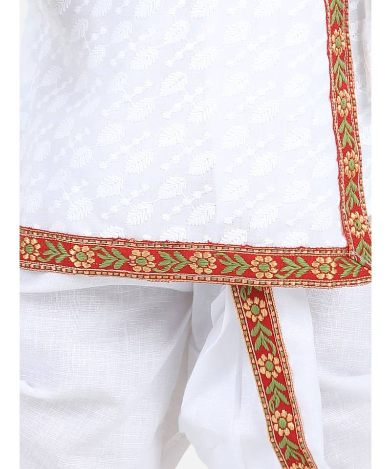 White Full Sleeve Cotton Kanhaiya Dress