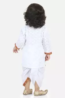 White Full Sleeve Cotton Kanhaiya Dress