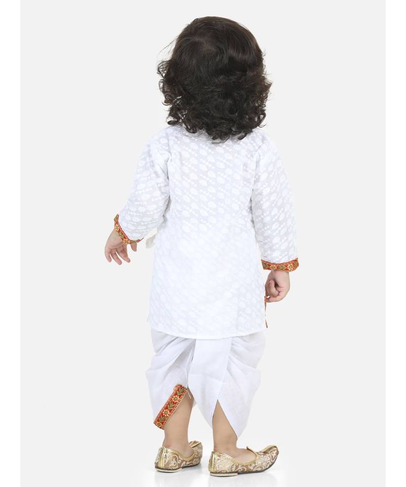 White Full Sleeve Cotton Kanhaiya Dress