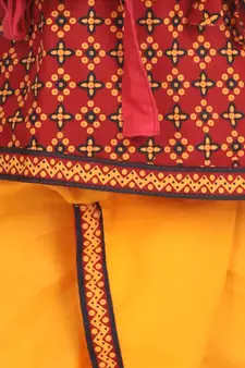 Red Cotton Kanhaiya Dress With Bansuri,Mukut & Band