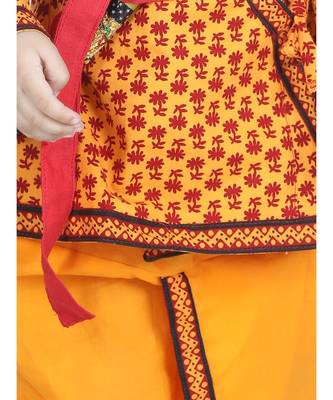 Yellow Cotton Kanhaiya Dress With Bansuri,Mukut & Band  3