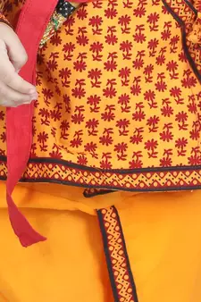 Yellow Cotton Kanhaiya Dress With Bansuri,Mukut & Band 