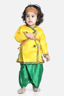yellow green Little Kanhaiya Suit Dress Set