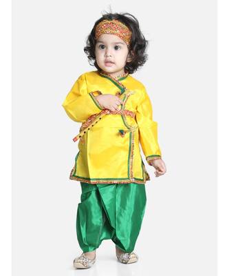 yellow green Little Kanhaiya Suit Dress Set 1
