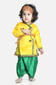 yellow green Little Kanhaiya Suit Dress Set