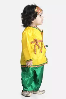 yellow green Little Kanhaiya Suit Dress Set