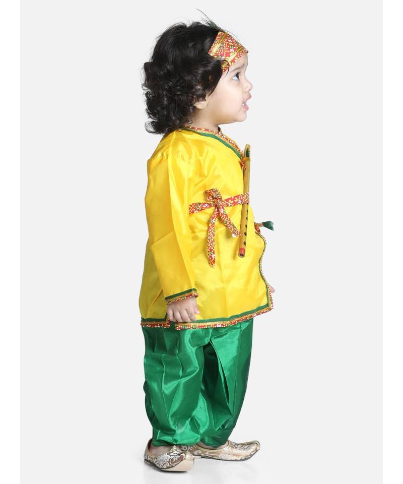 yellow green Little Kanhaiya Suit Dress Set