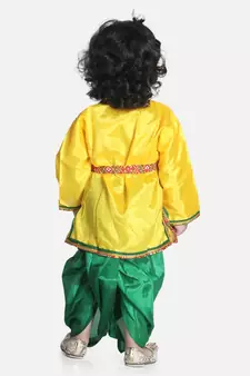 yellow green Little Kanhaiya Suit Dress Set