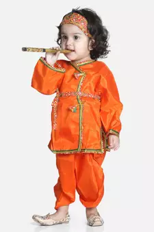 orange Little Kanhaiya Suit Dress Set
