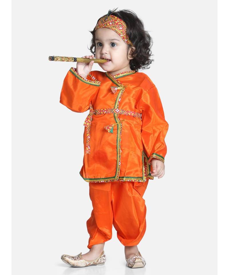 orange Little Kanhaiya Suit Dress Set