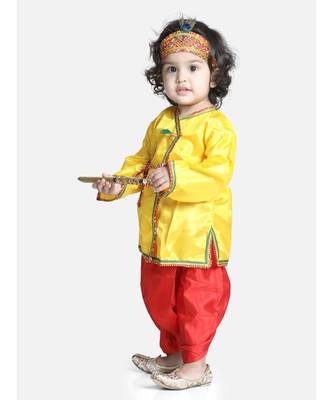 red Little Kanhaiya Suit Dress Set 4