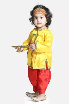 red Little Kanhaiya Suit Dress Set