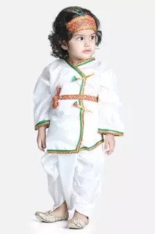 white  Little Kanhaiya Suit Dress Set