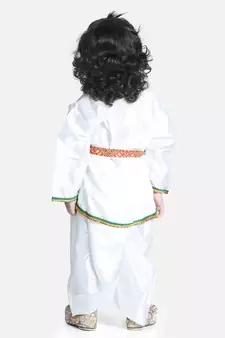 white  Little Kanhaiya Suit Dress Set