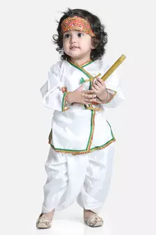 white  Little Kanhaiya Suit Dress Set