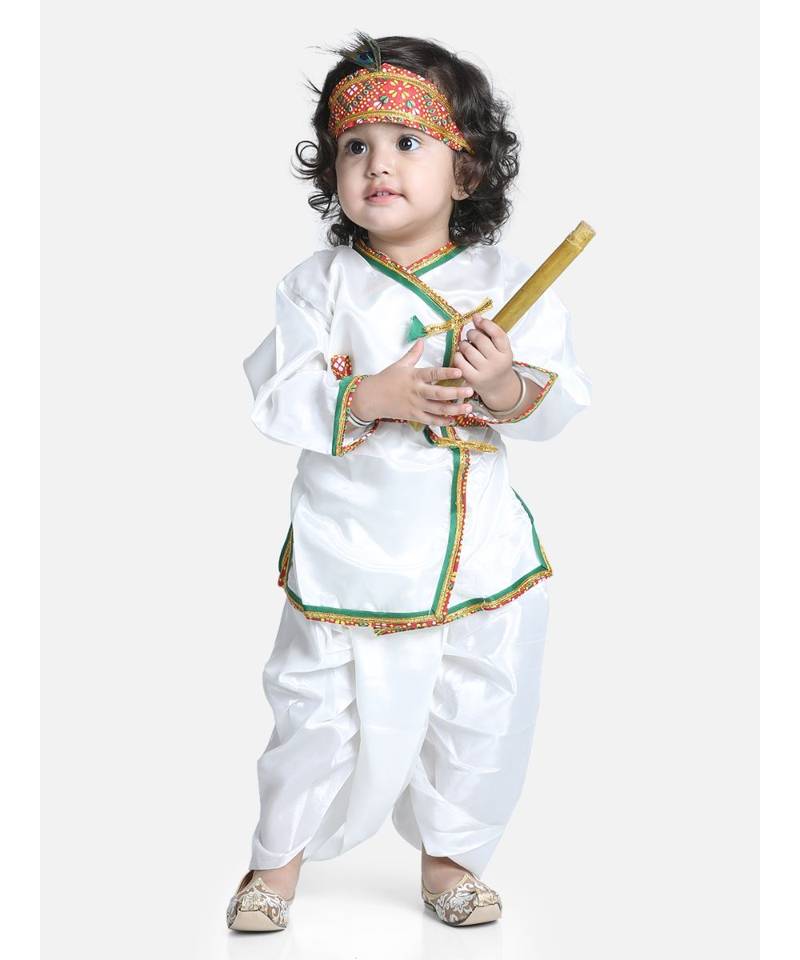 white  Little Kanhaiya Suit Dress Set