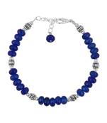 PearlzGallery Blue Jade Beads 8 Inch Funky/Quirky Bracelet for Girls & Women