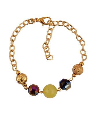 PearlzGallery Yellow Jade & Rainbow Hematite Beads 7 Inch Bracelet for Girls & Women 1