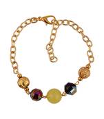 PearlzGallery Yellow Jade & Rainbow Hematite Beads 7 Inch Bracelet for Girls & Women