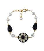 Freshwater Pearl and Black Agate Black Onyx 7 inch Beads Bracelet