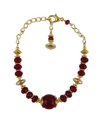 Red Jade 7 inch Beads Bracelet 1
