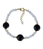 Fiery Moon Stone and Black Agate Beads Bracelet for Women Ethnic Jewellery