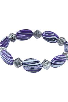 Oval Shaped Mosaic Beads Stretchable 7.5 inches Bracelet