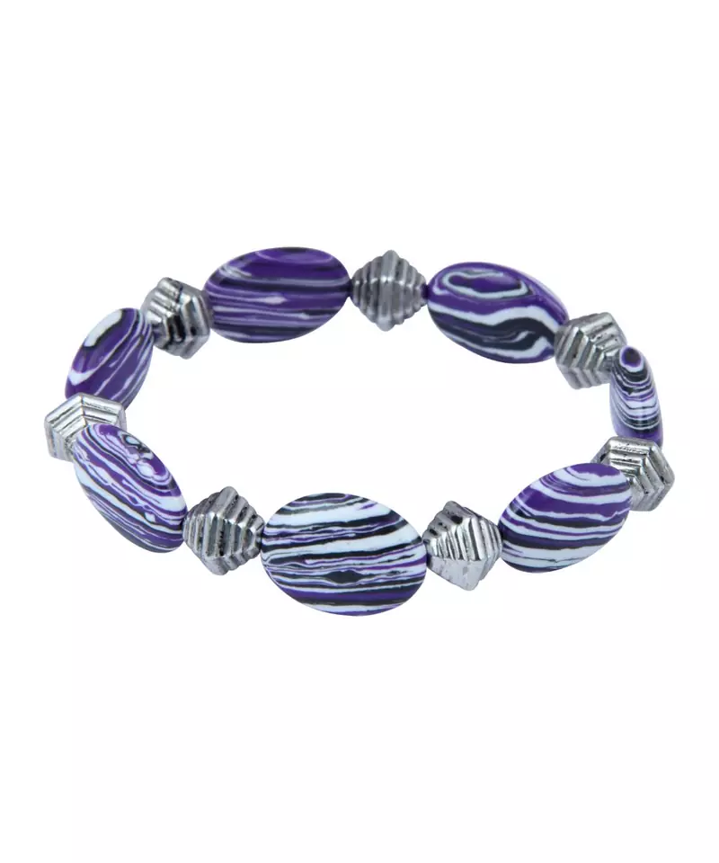 Oval Shaped Mosaic Beads Stretchable 7.5 inches Bracelet