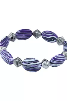 Oval Shaped Mosaic Beads Stretchable 7.5 inches Bracelet