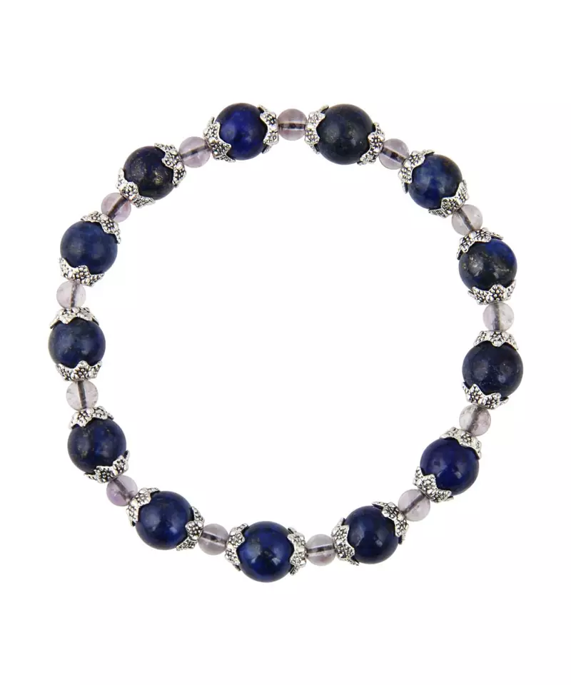 Lapis Lazuli and Amethyst Brazilian Beads Bracelet