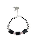 Black Line Agate, Black Onyx and Rose Quartz Beads Bracelet