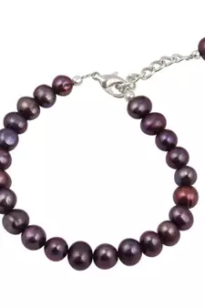 Pearlz Ocean 7.5 Inches Dyed Purple Fresh Water Pearl Bracelet