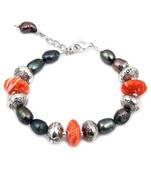 Pearlz Ocean Pomp Show Mosaic & Fresh Water Pearl 7.5 Inch Bracelet