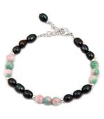 Pearlz Ocean Patterned Love Fresh Water Pearl & Quartzite Beads 7.5 Inches Bracelet
