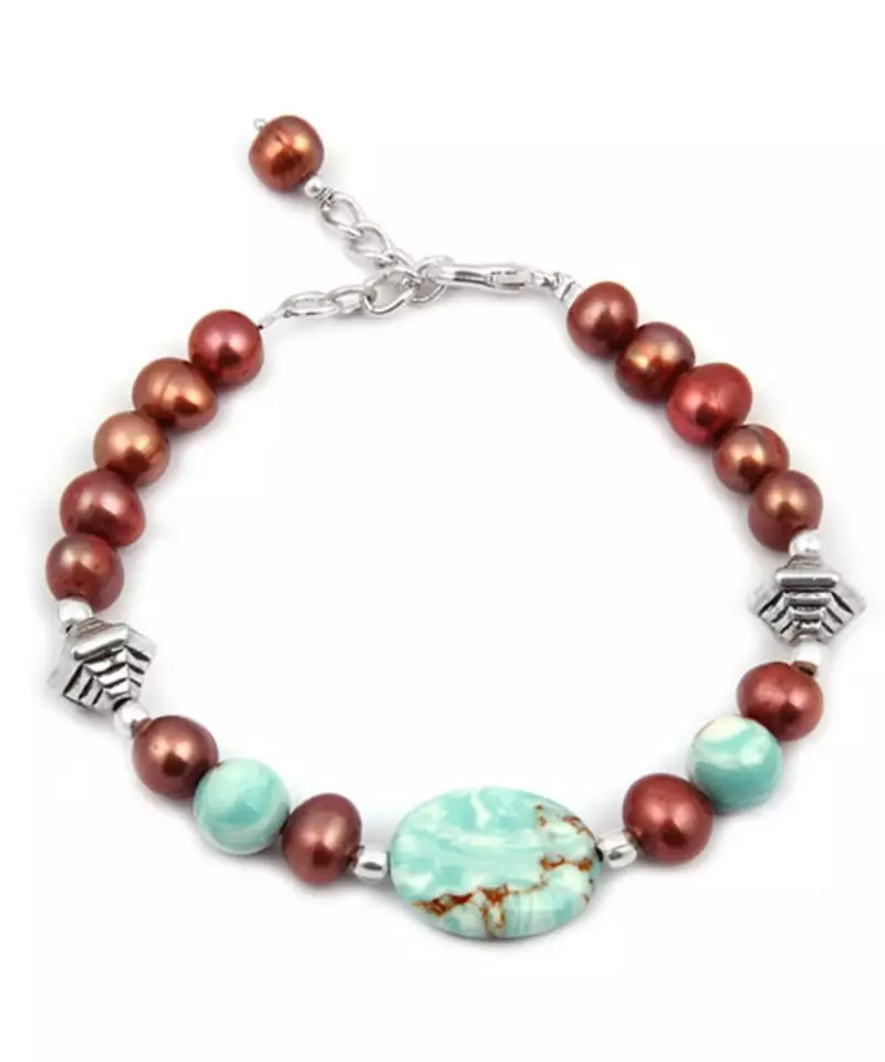 Pearlz Ocean Miss Gossip Fresh Water Pearl & Mosaic Beads 7.5 Inch Bracelet
