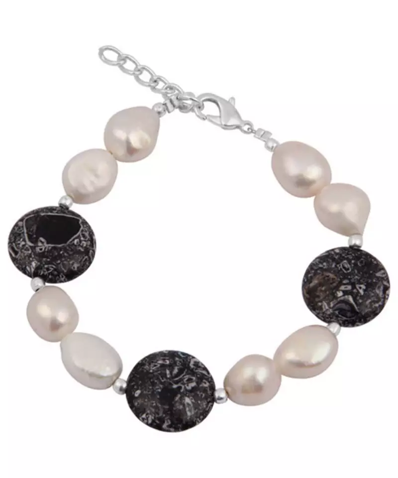 Pearlz Ocean Lea Glam Mosaic Beads & Fresh Water Pearl 7.5 Inches Bracelet