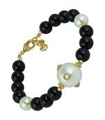 Pearlz Ocean Black Onyx and White Shell Pearl Bracelet