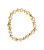 Orange Freshwater Pearl Stretchable 7.5 inches Pearl Bracelet for Women