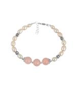 PearlzGallery Orange Freshwater Pearl & Dyed Quartzite 7 Inches Bracelet For Girls & Women
