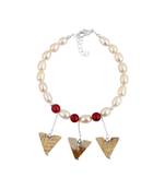 Freshwater Pearl, Red Jade and Picture Jasper 7 Inches Bracelet for Girls