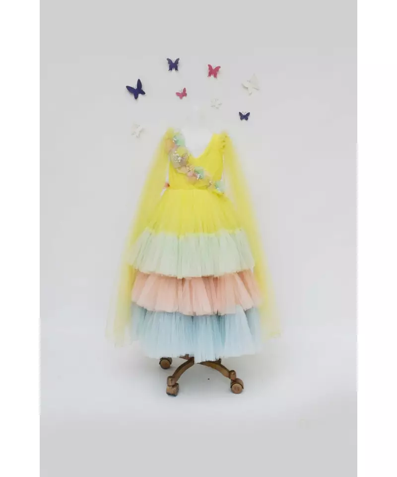 Multi Colour Net Layers Gown
