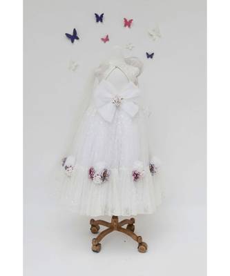 Blue Organza One Off Shoulder Style Frock 3
