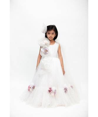 Blue Organza One Off Shoulder Style Frock 4